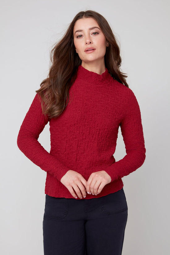 Textured Mock Turtleneck Sweater - Porto