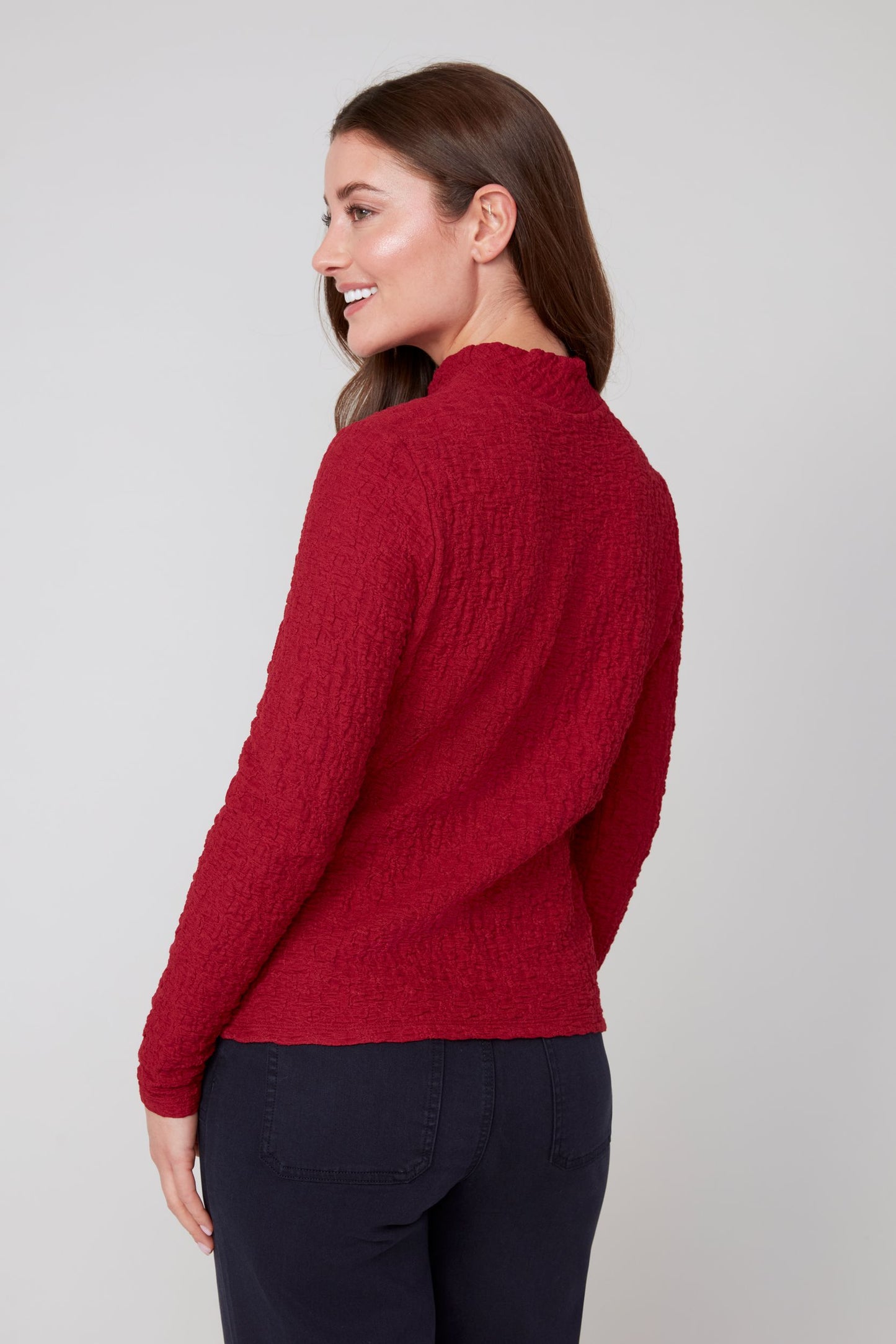 Textured Mock Turtleneck Sweater - Porto