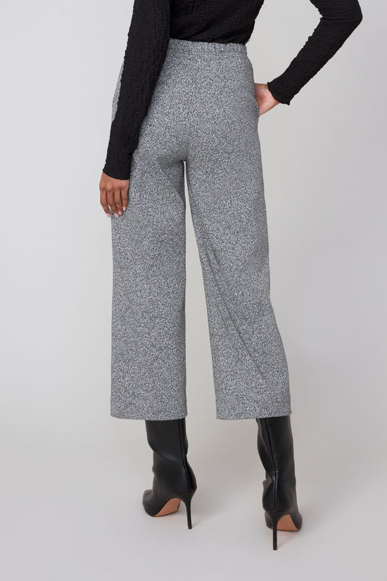 Tweed Pants with Elastic Waist - Black Combo