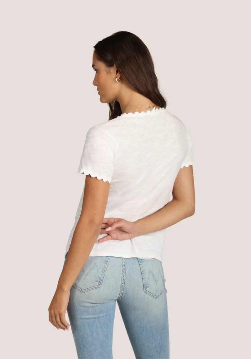 Short Sleeved Ric-Rac Tee - White