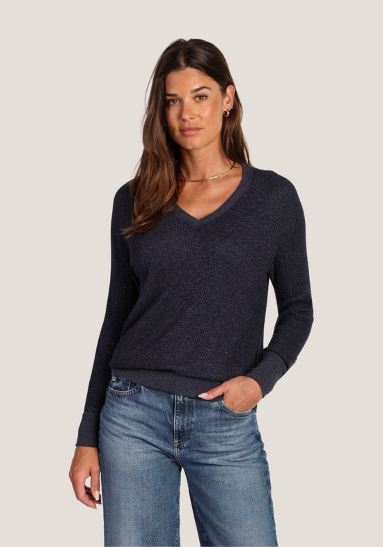 V-Neck Pullover Sweater - Black