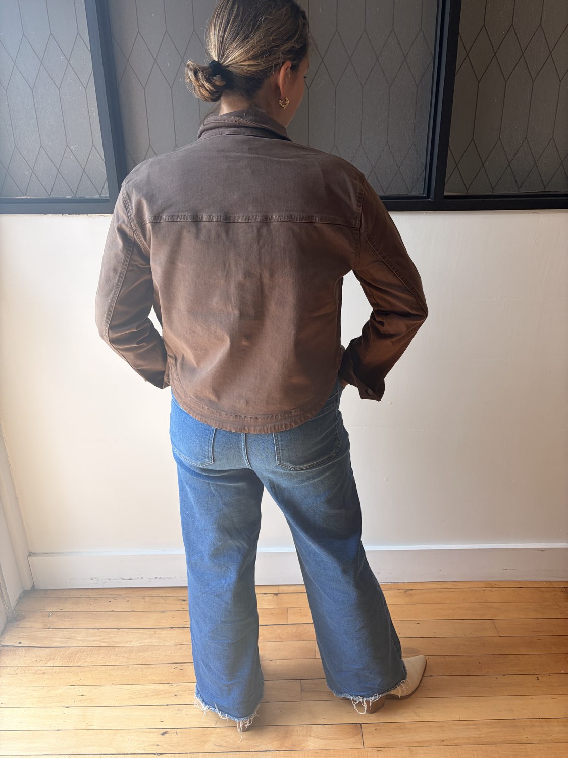 Button Front Tencel Jacket with Patch Pockets - Chocolate