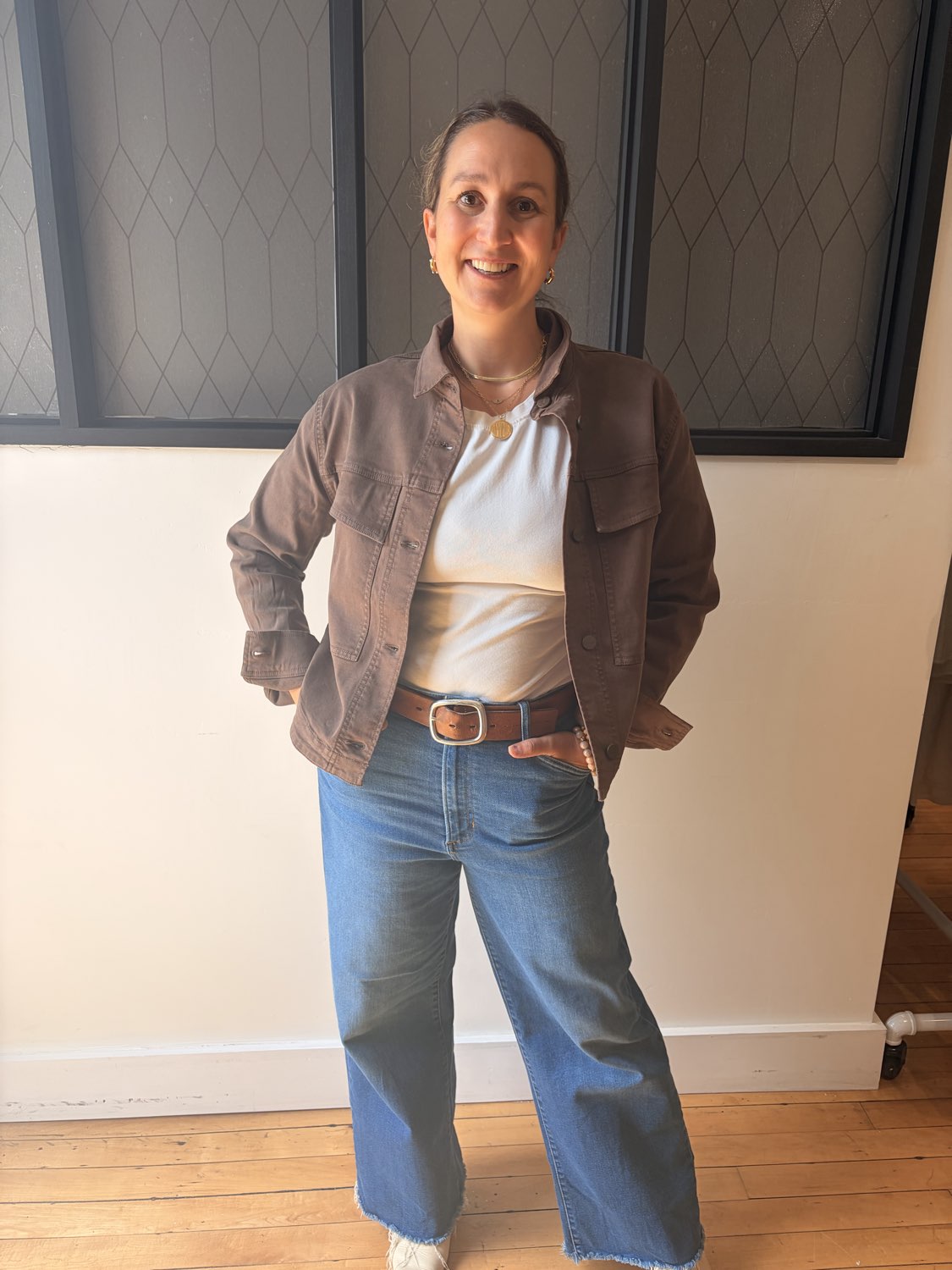 Button Front Tencel Jacket with Patch Pockets - Chocolate