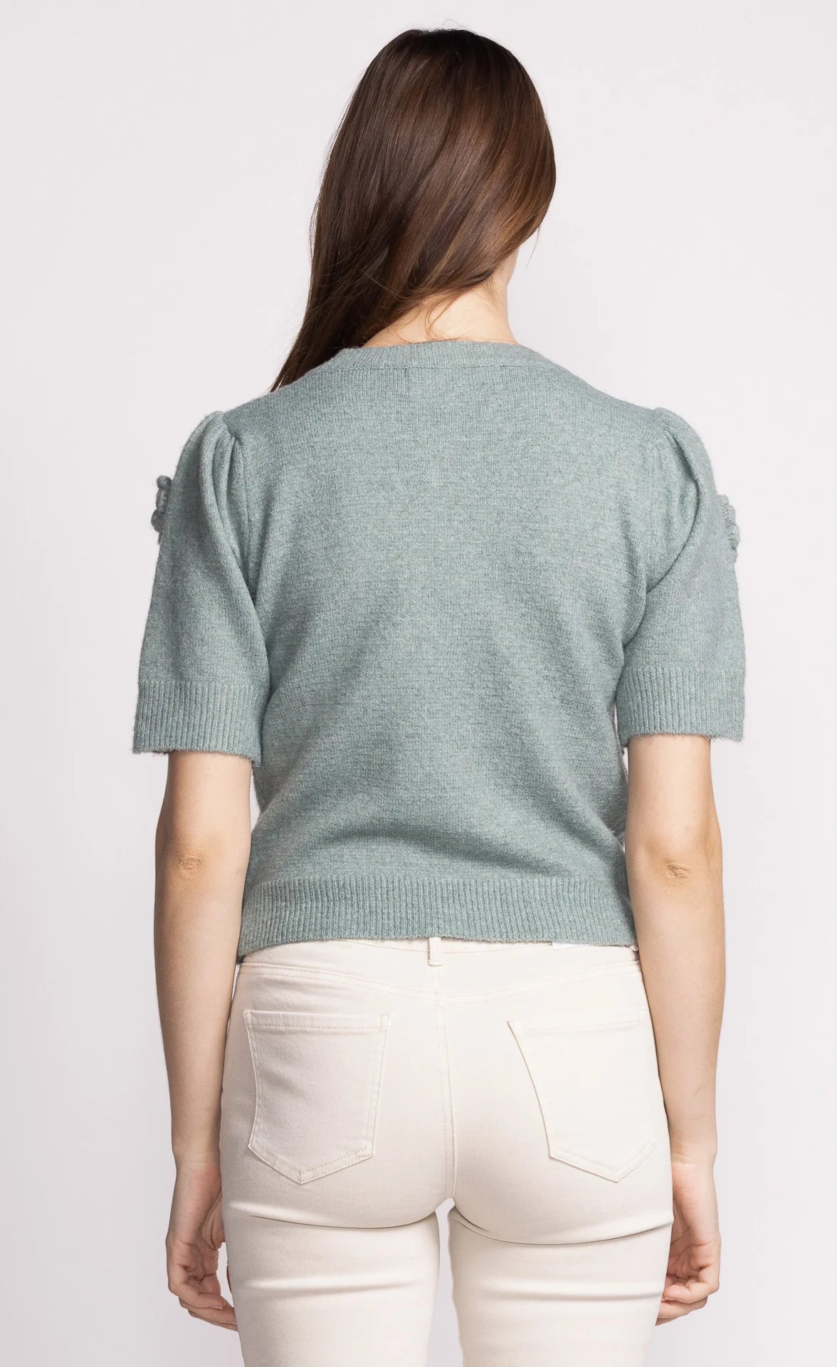 Roslyn Short Sleeve Sweater - Green