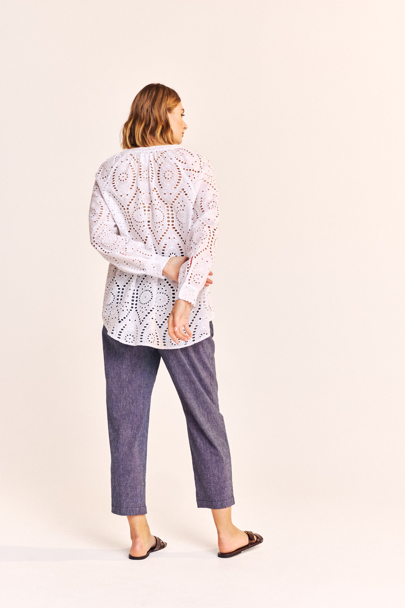 Broderie Over Head Eyelet Top - White
