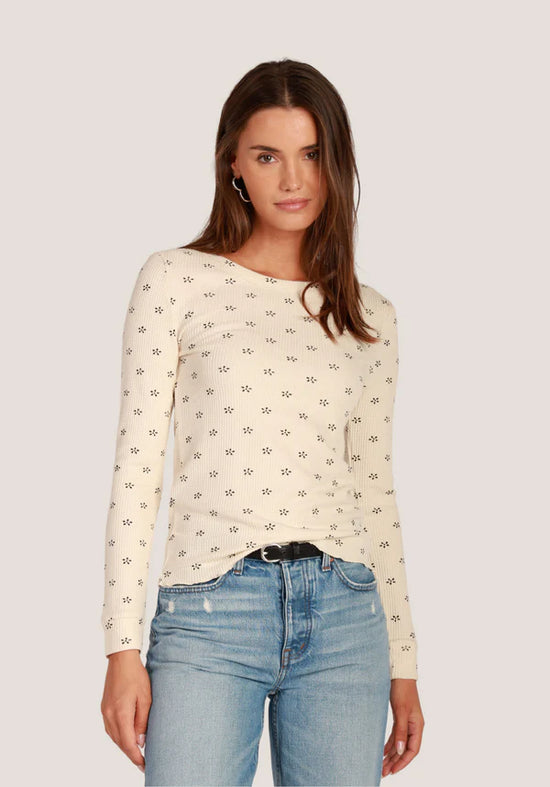 Sasha Printed Waffle Tee - Natural