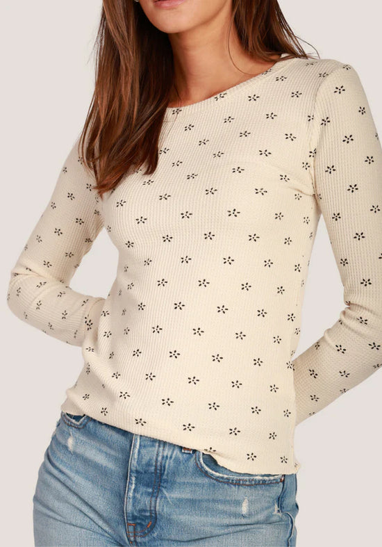 Sasha Printed Waffle Tee - Natural