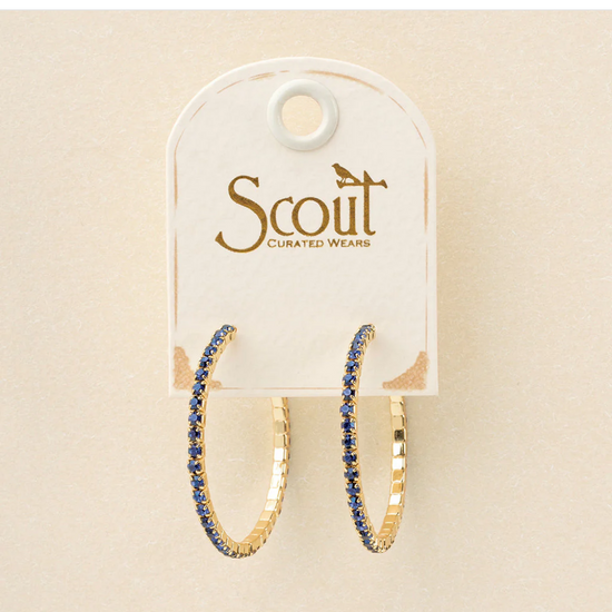 Sparkle & Shine Small Rhinestone Hoop Earrings - Montana Blue/Gold