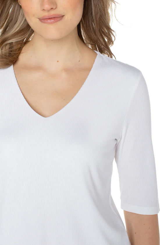 Double Layer V-Neck Top - Cream