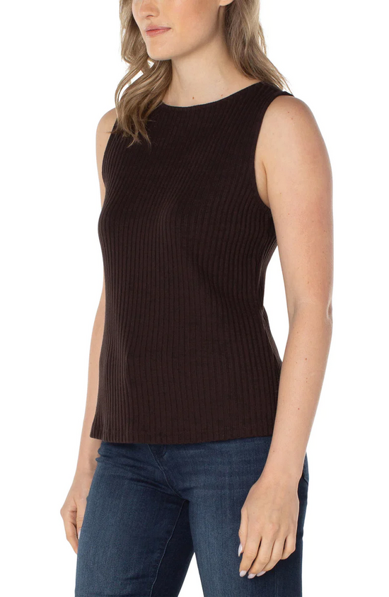 Load image into Gallery viewer, Sleeveless Boat Neck Ribbed Top - Java
