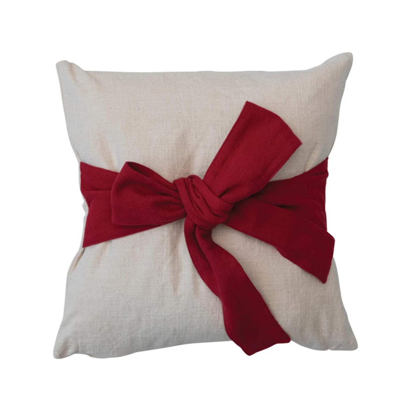 Holiday Throw Pillow with Red Bow