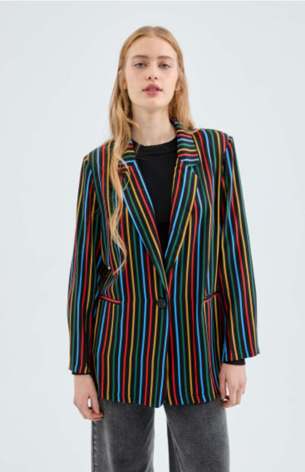 Multi Striped Blazer - Black