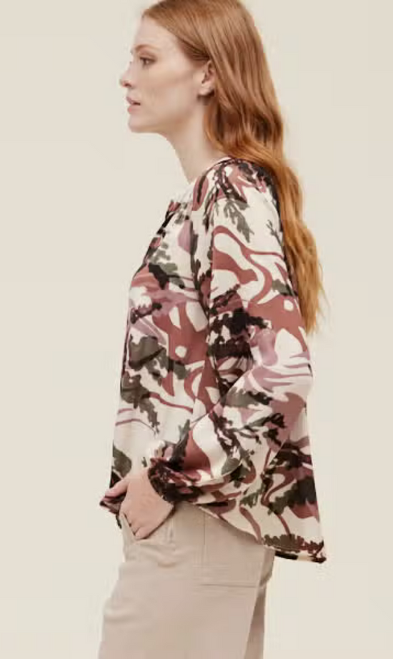 Satin Print Top - Rosewood