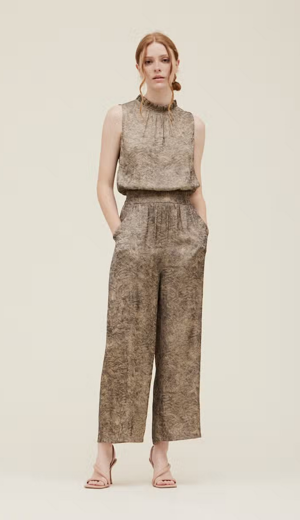 Load image into Gallery viewer, Ruffle Neck Jumpsuit - Stone
