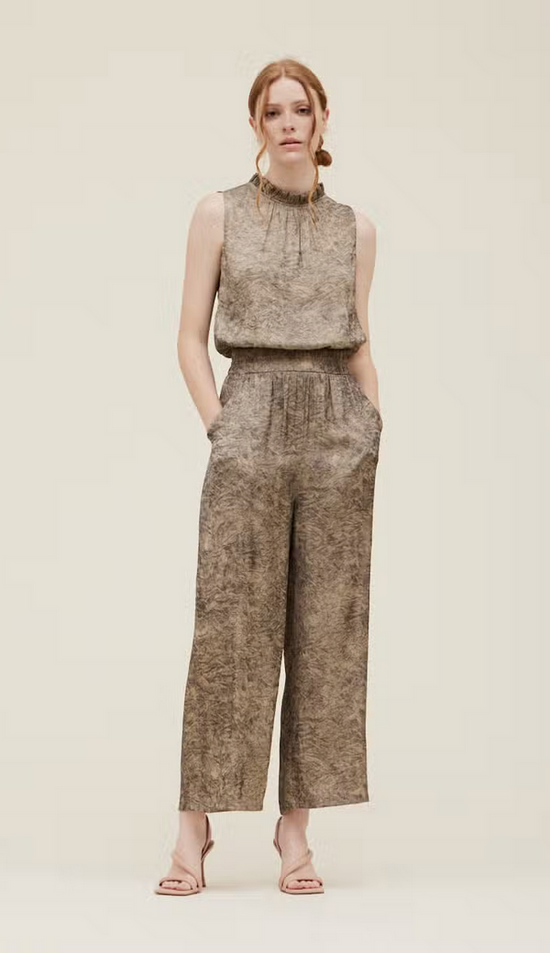 Load image into Gallery viewer, Ruffle Neck Jumpsuit - Stone
