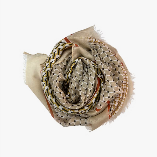 Abstract Mosaic Scarf - Beige