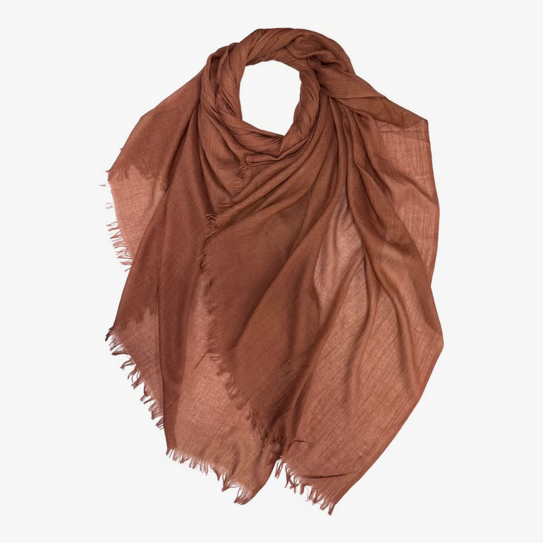 Classic Cotton Blend Scarf with Fringe - Clay