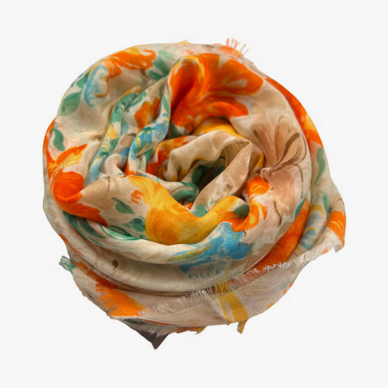 Load image into Gallery viewer, Lily Flower Print Scarf - Yellow
