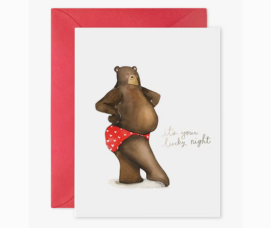 Lucky Night Bear in Undies Greeting Card