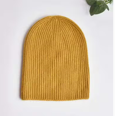 Cashmere & Wool Blend Beanie - Mustard