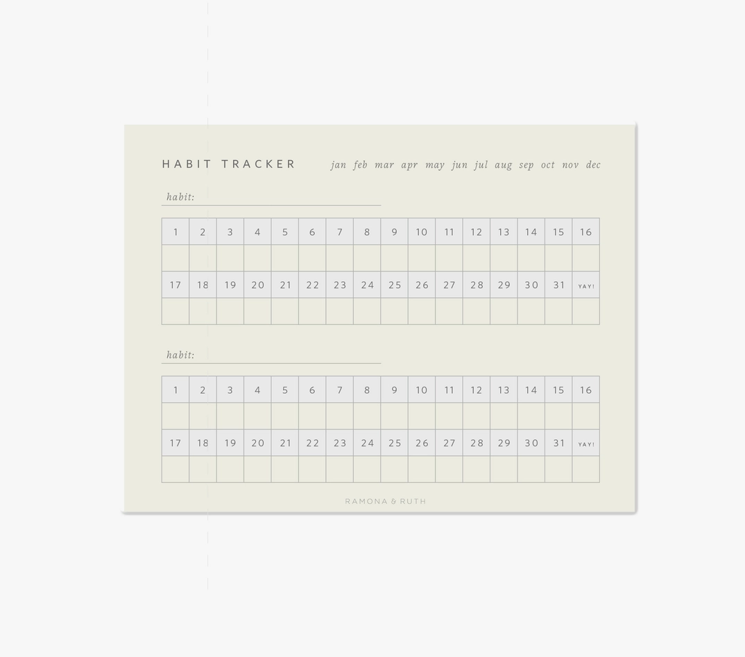 Ramona Ruth Monthly Habit Tracker Planner Bailey Road