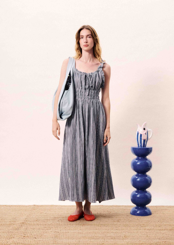Obea Dress with Gathers - Bleu Jean