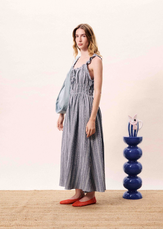 Obea Dress with Gathers - Bleu Jean