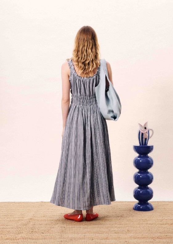 Obea Dress with Gathers - Bleu Jean