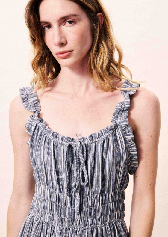 Obea Dress with Gathers - Bleu Jean