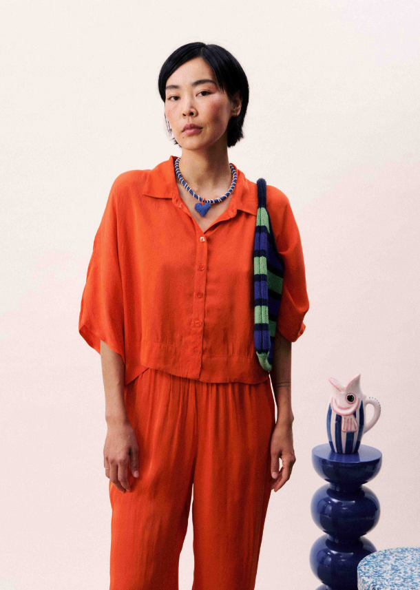 Short Sleeve Pervenche Top - Orange