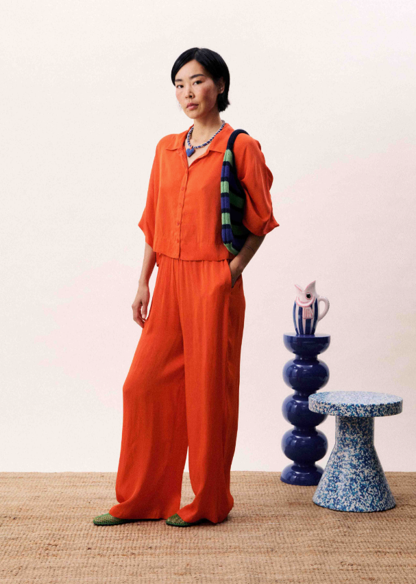 Short Sleeve Pervenche Top - Orange