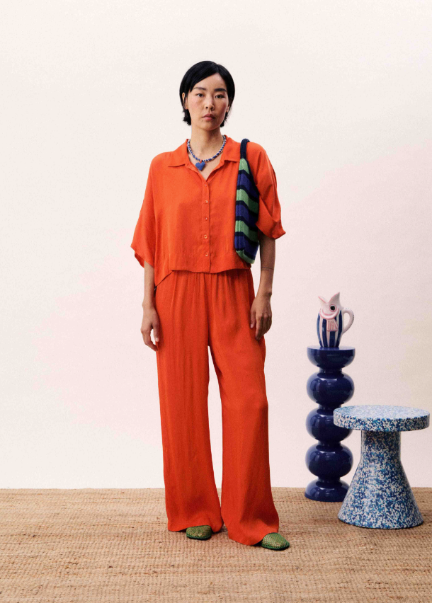 Short Sleeve Pervenche Top - Orange
