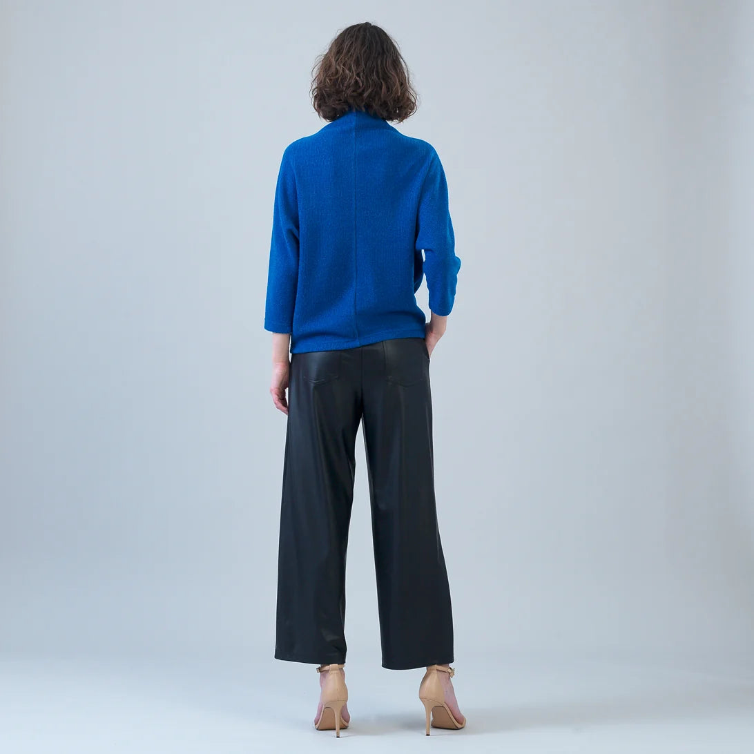 Funnel Neck Chenille Sweater - Cobalt