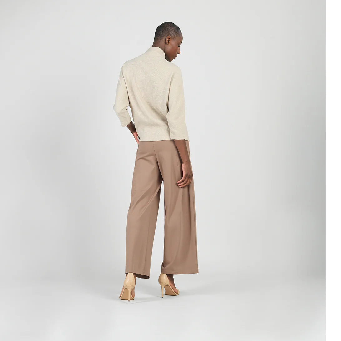 Funnel Neck Chenille Sweater - Natural