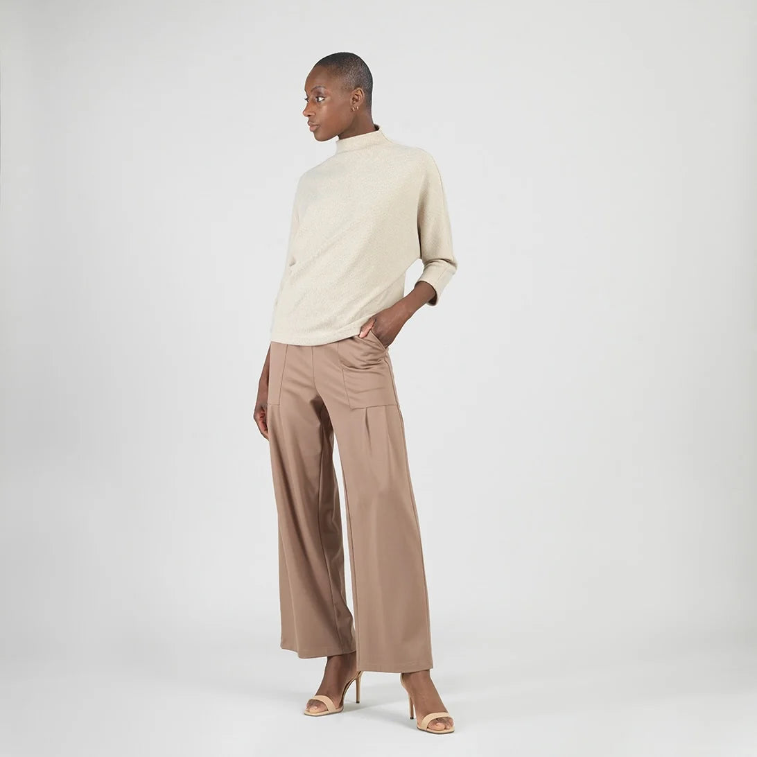 Funnel Neck Chenille Sweater - Natural