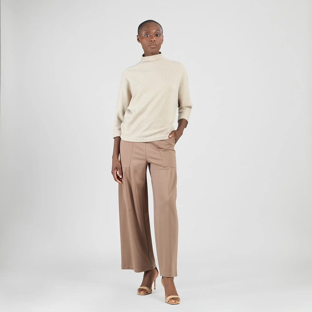 Funnel Neck Chenille Sweater - Natural