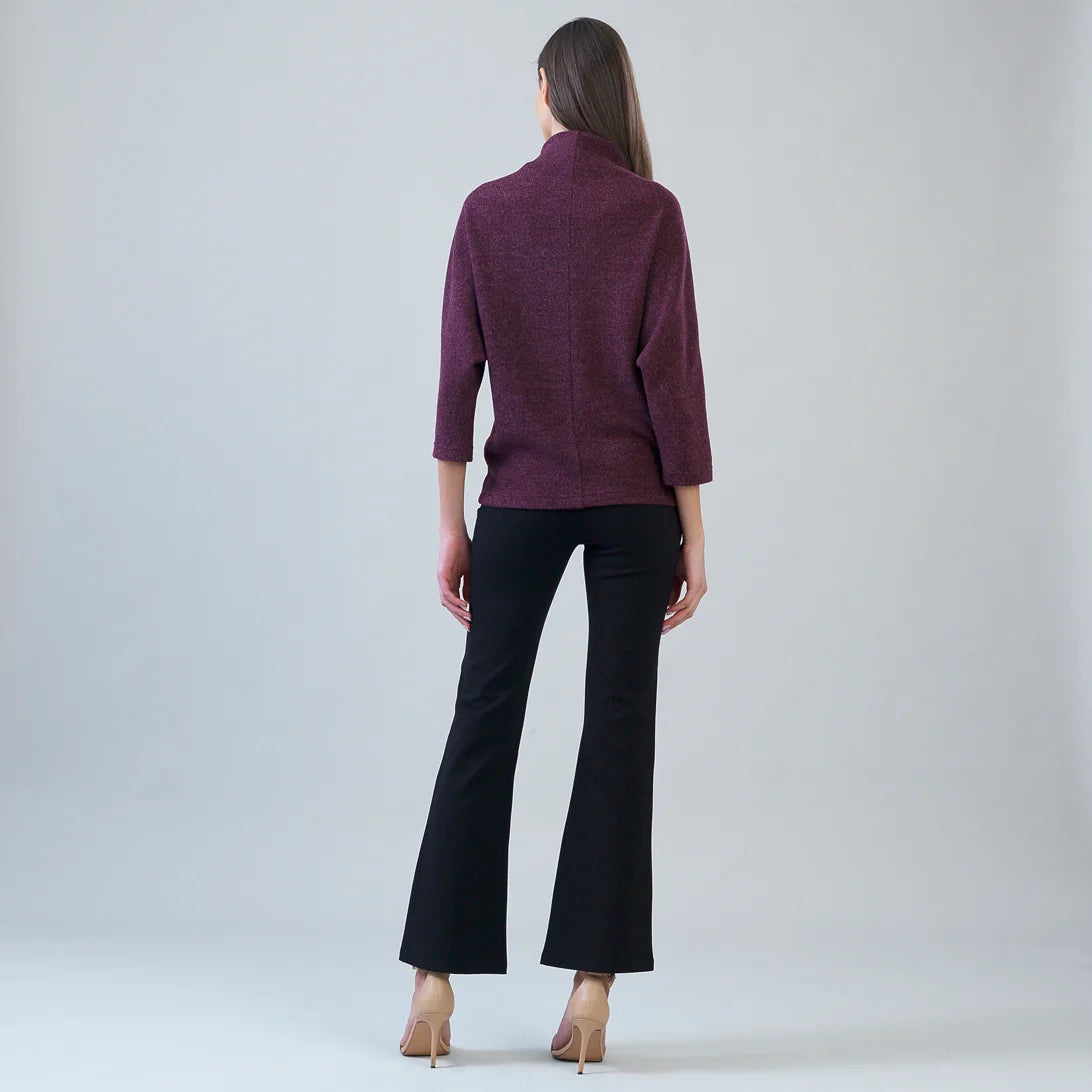 Funnel Neck Chenille Sweater - Plum