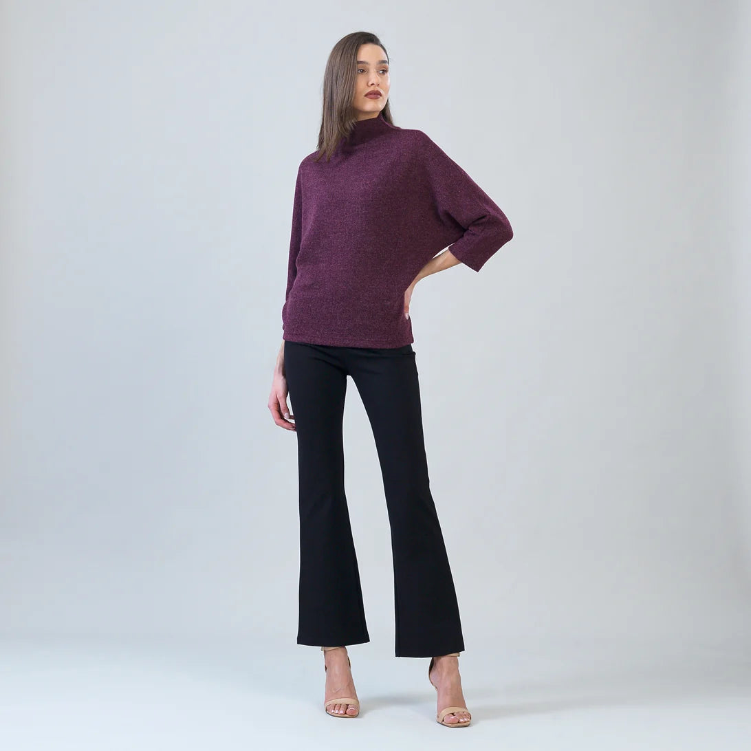Funnel Neck Chenille Sweater - Plum