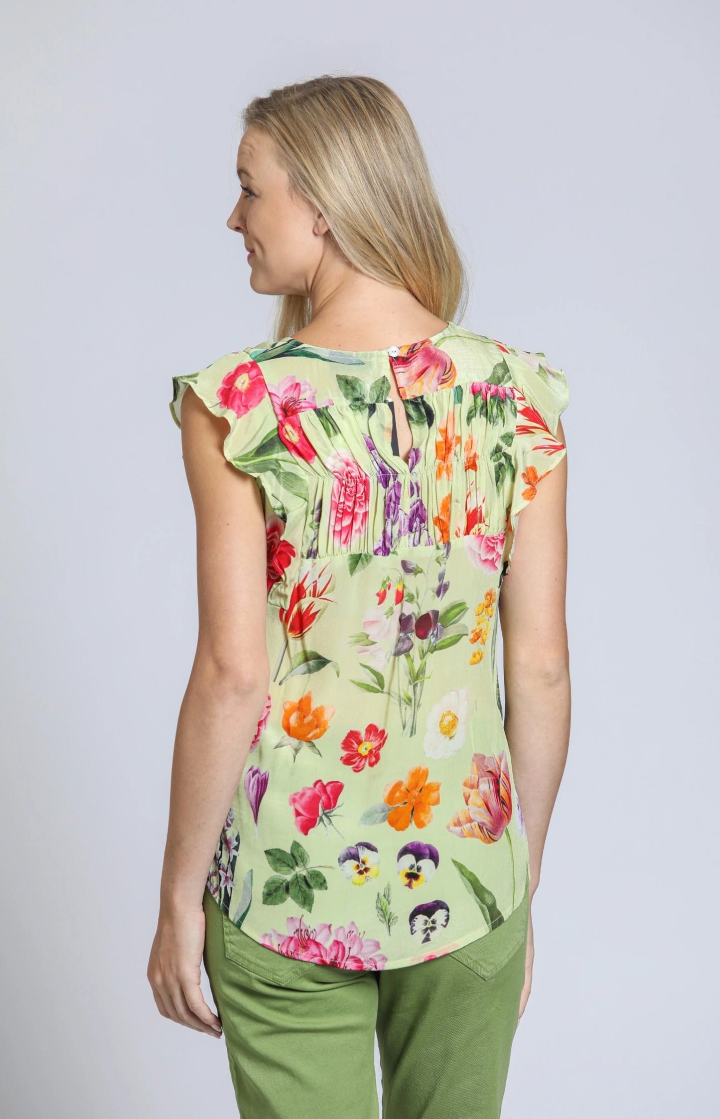 Sleeveless Flutter Sleeve Top - Yellow