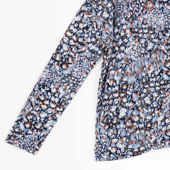 Cowl Neck Sweater - Blue Multi Floral Print