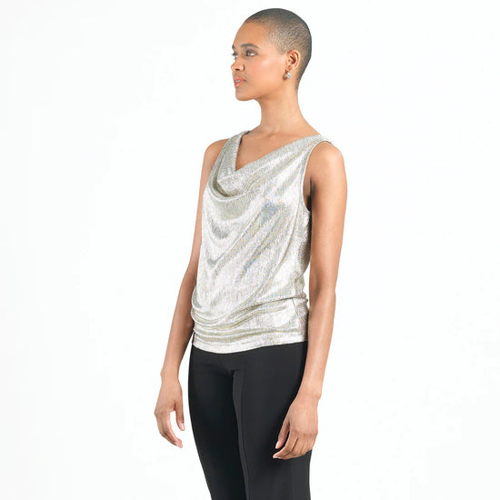 Drape Neck Tank Top - Champagne