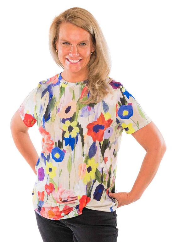 Floral Top with Side Rouche