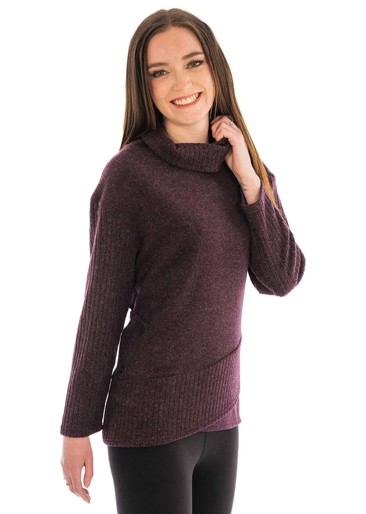 Wrap Sweater with Peplum - Burgundy