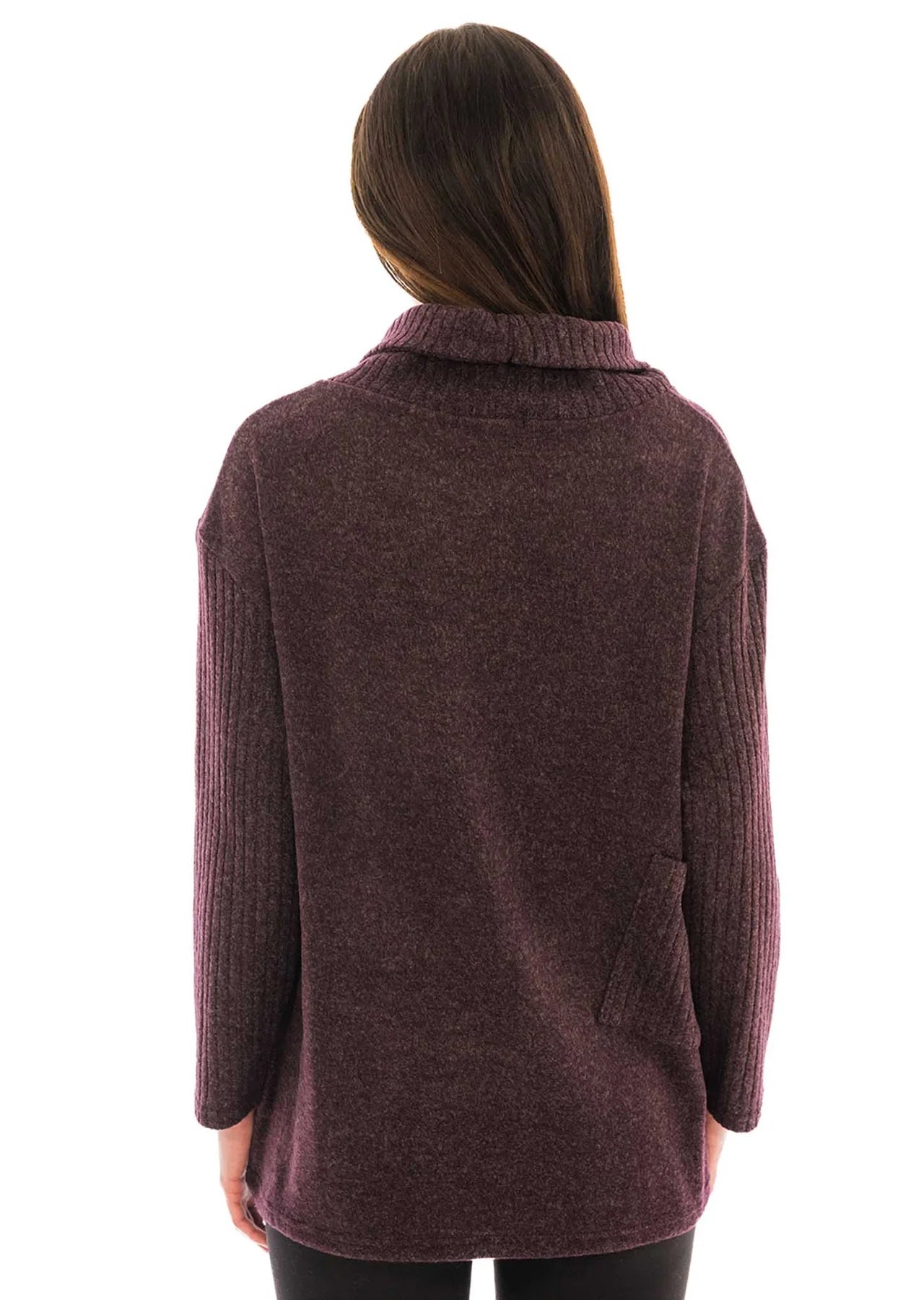 Wrap Sweater with Peplum - Burgundy