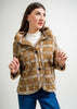 Boucle Pouf Neck Coat - Taupe Plaid