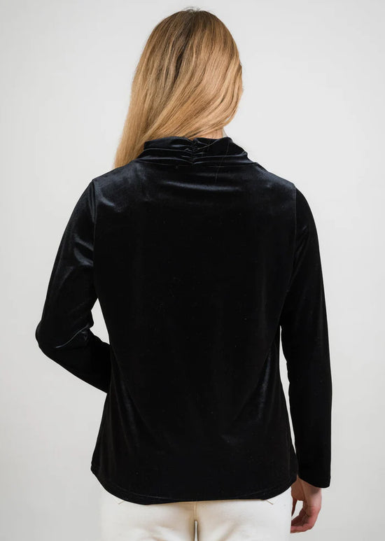 Velvet Bow Neck Top - Black