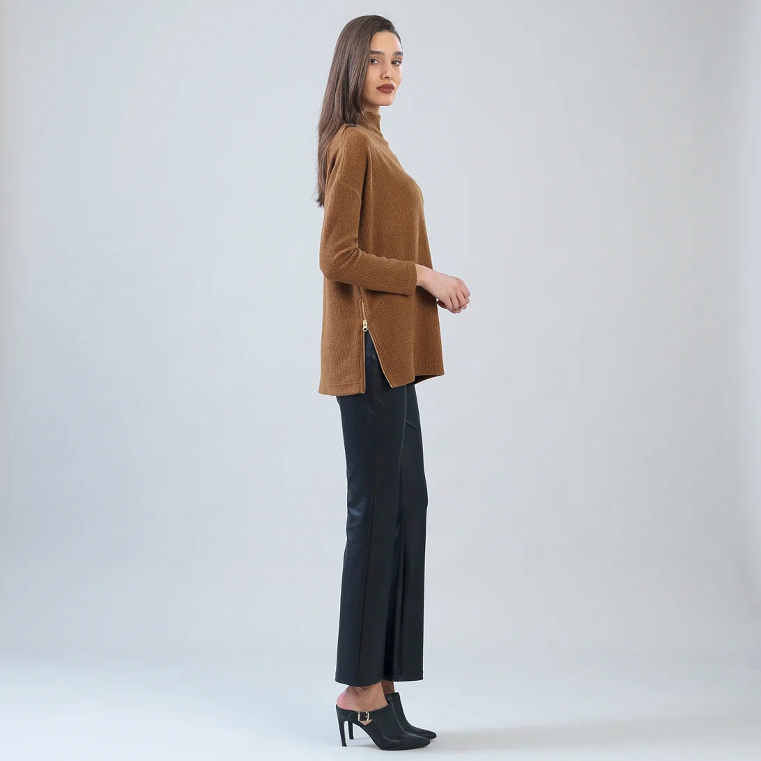 Turtleneck Sweater Tunic - Camel