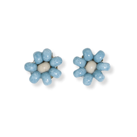 Tina Two Colored Beaded Earrings - Light Blue