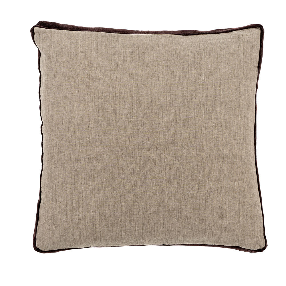 Velvet Trim Throw Pillow - Chocolate