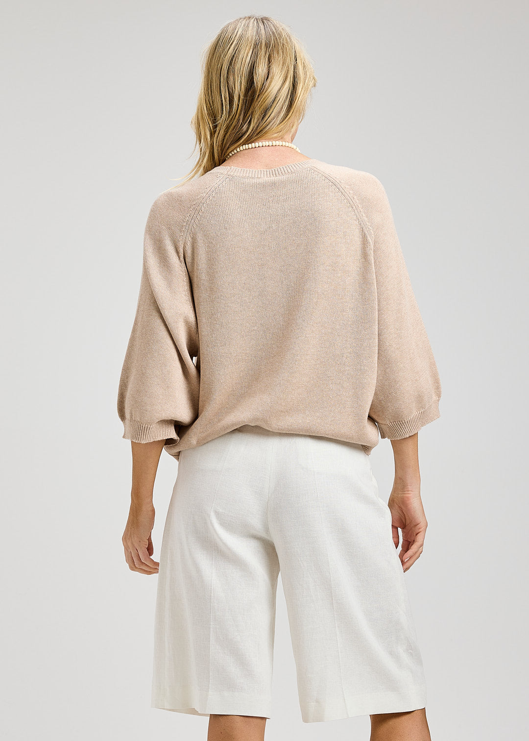 Basic Crew Neck Sweater - Almond